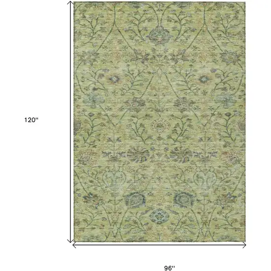 Mint Green Brown And Gray Floral Washable Indoor Outdoor Area Rug Photo 7