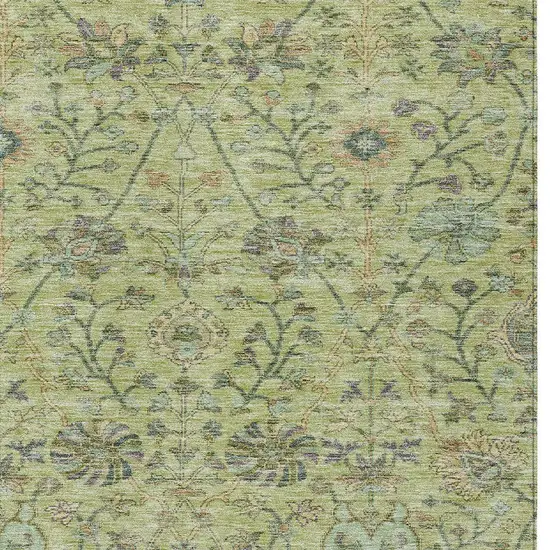 Mint Green Brown And Gray Floral Washable Indoor Outdoor Area Rug Photo 5