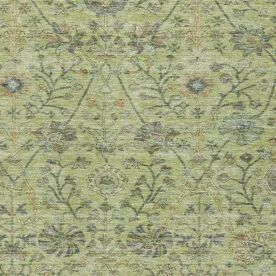 Mint Green Brown And Gray Floral Washable Indoor Outdoor Area Rug Photo 5