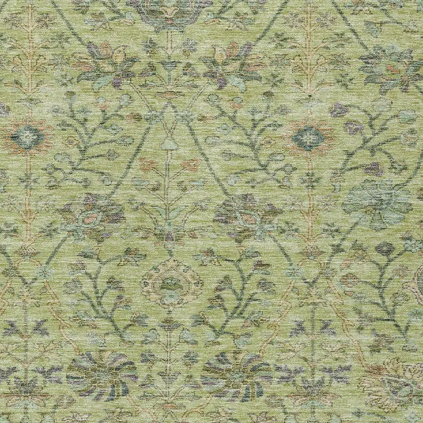 Mint Green Brown And Gray Floral Washable Indoor Outdoor Area Rug Photo 5