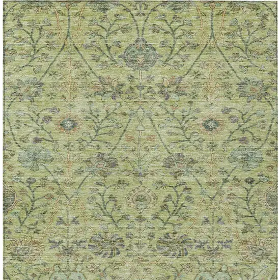 Mint Green Brown And Gray Floral Washable Indoor Outdoor Area Rug Photo 6