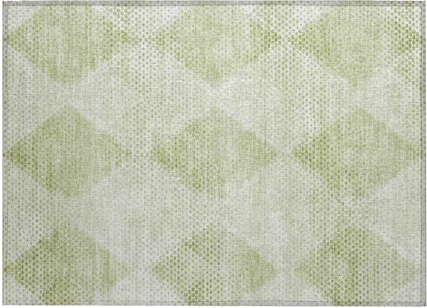 Mint Green Geometric Washable Non Skid Indoor Outdoor Area Rug Photo 2