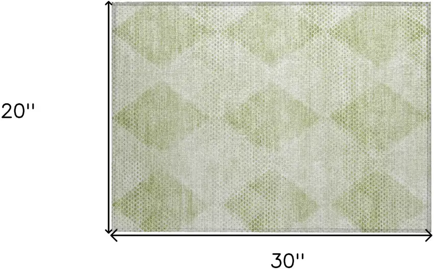 Mint Green Geometric Washable Non Skid Indoor Outdoor Area Rug Photo 3