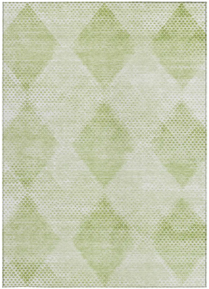 Mint Green Geometric Washable Non Skid Indoor Outdoor Area Rug Photo 4