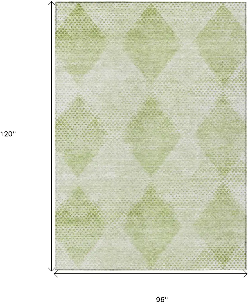 Mint Green Geometric Washable Non Skid Indoor Outdoor Area Rug Photo 3