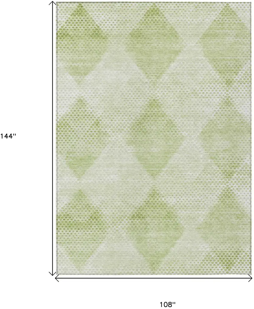 Mint Green Geometric Washable Non Skid Indoor Outdoor Area Rug Photo 3
