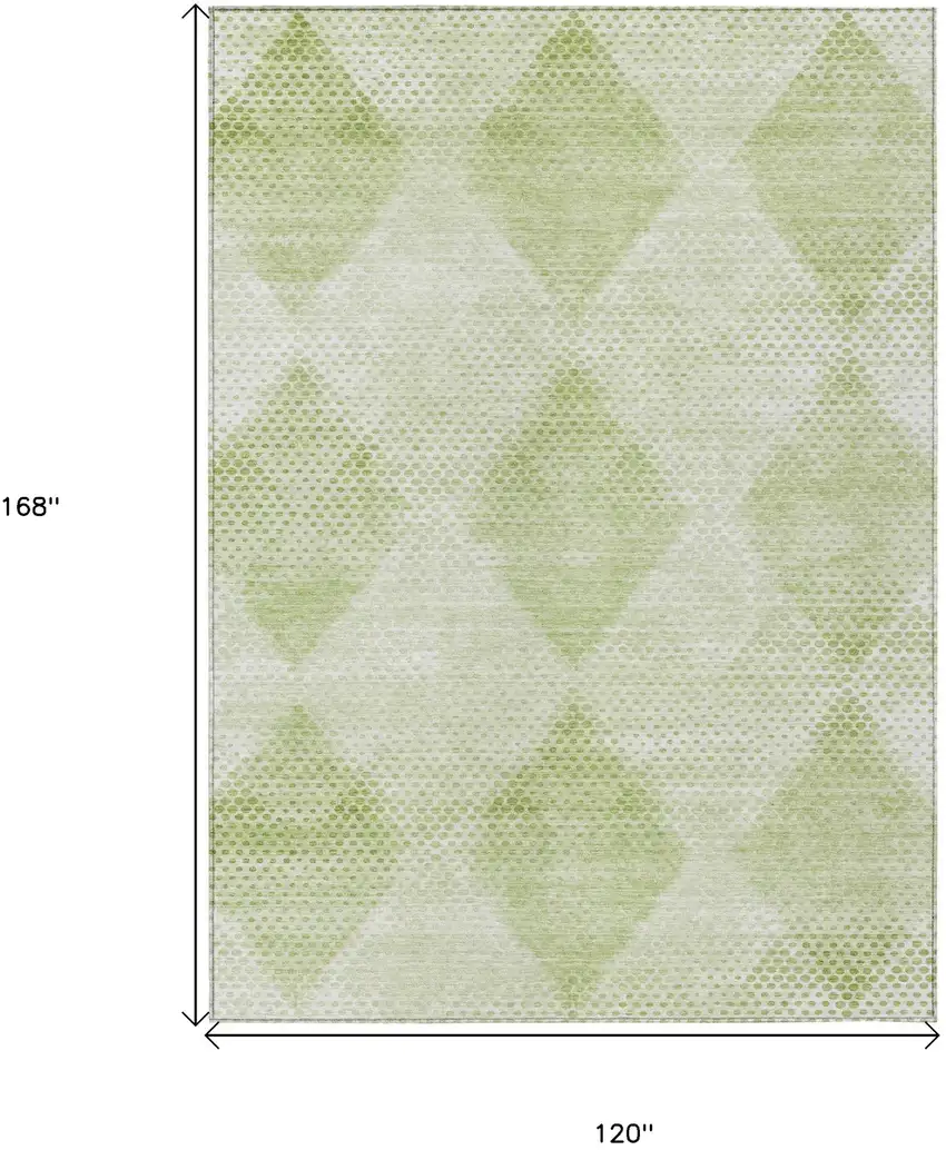 Mint Green Geometric Washable Non Skid Indoor Outdoor Area Rug Photo 3