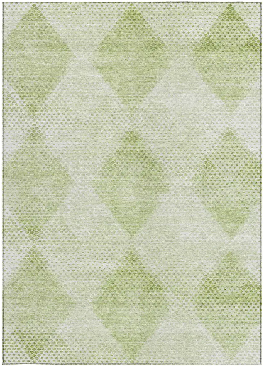 Mint Green Geometric Washable Non Skid Indoor Outdoor Area Rug Photo 4
