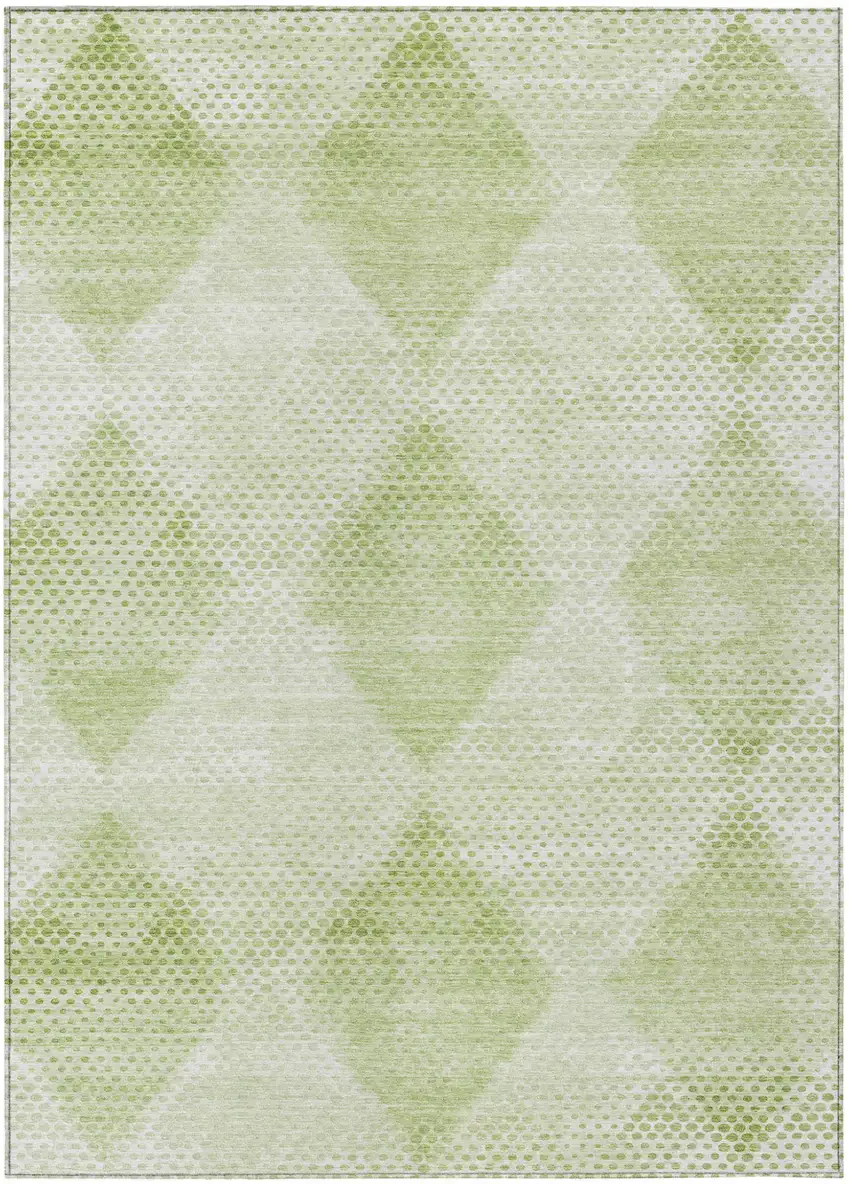 Mint Green Geometric Washable Non Skid Indoor Outdoor Area Rug Photo 2