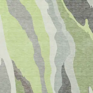 Photo of Mint Green Gray And Charcoal Abstract Washable Indoor Outdoor Area Rug