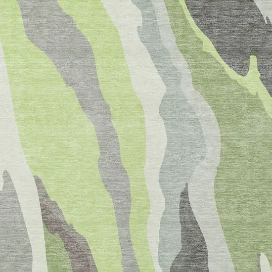 Mint Green Gray And Charcoal Abstract Washable Indoor Outdoor Area Rug Photo 6