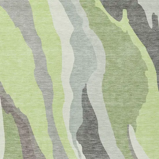 Mint Green Gray And Charcoal Abstract Washable Indoor Outdoor Area Rug Photo 6