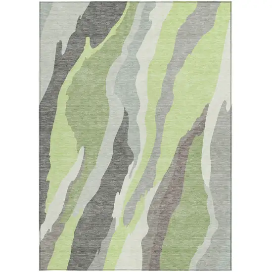 Mint Green Gray And Charcoal Abstract Washable Indoor Outdoor Area Rug Photo 7