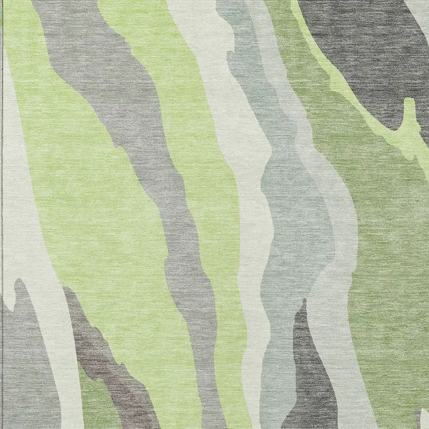 Mint Green Gray And Charcoal Abstract Washable Indoor Outdoor Area Rug Photo 6