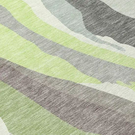 Mint Green Gray And Charcoal Abstract Washable Indoor Outdoor Area Rug Photo 5
