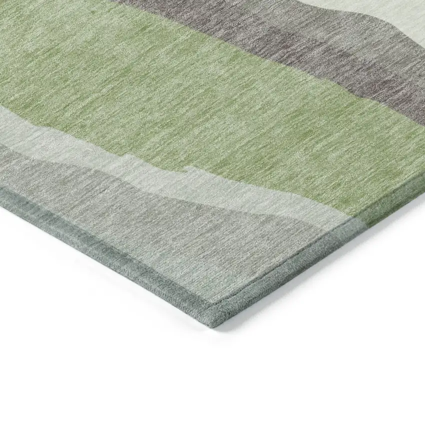 Mint Green Gray And Charcoal Abstract Washable Indoor Outdoor Area Rug Photo 4