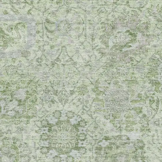 Mint Green Gray And Ivory Damask Washable Area Rug With UV Protection Photo 2