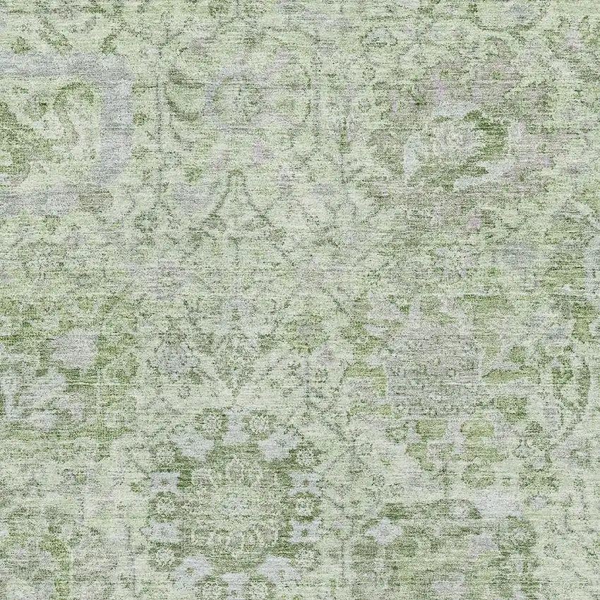 Mint Green Gray And Ivory Damask Washable Area Rug With UV Protection Photo 2