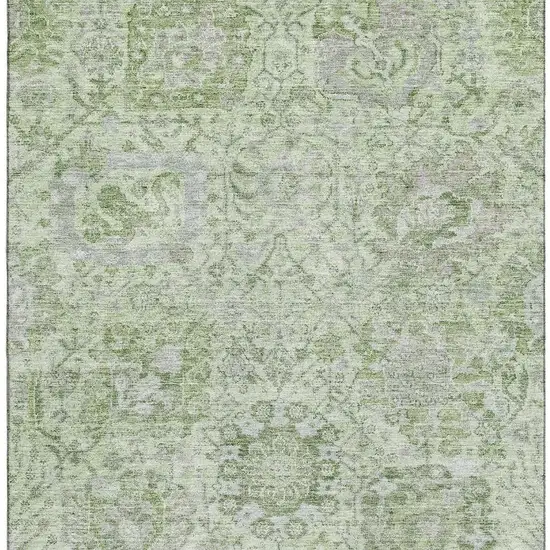 Mint Green Gray And Ivory Damask Washable Area Rug With UV Protection Photo 2