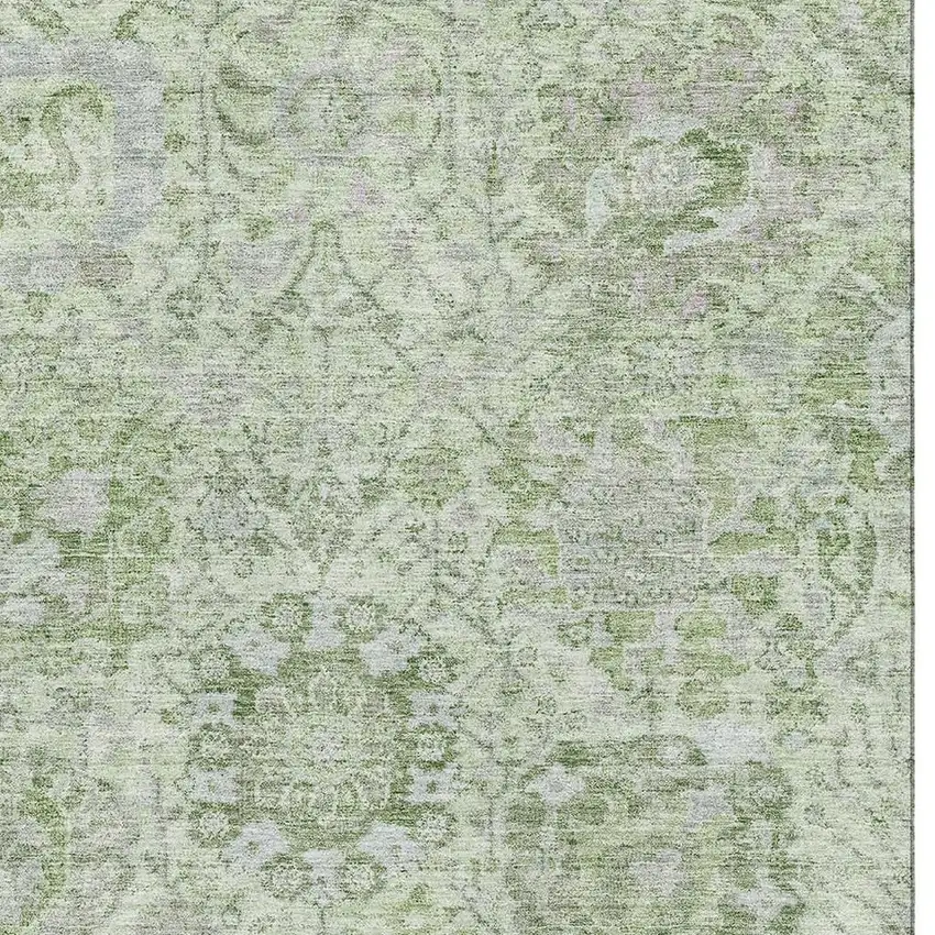 Mint Green Gray And Ivory Damask Washable Area Rug With UV Protection Photo 2