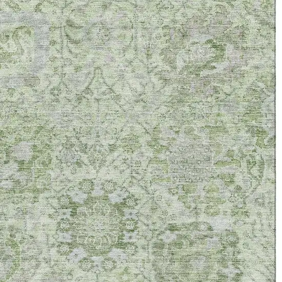 Mint Green Gray And Ivory Damask Washable Area Rug With UV Protection Photo 2