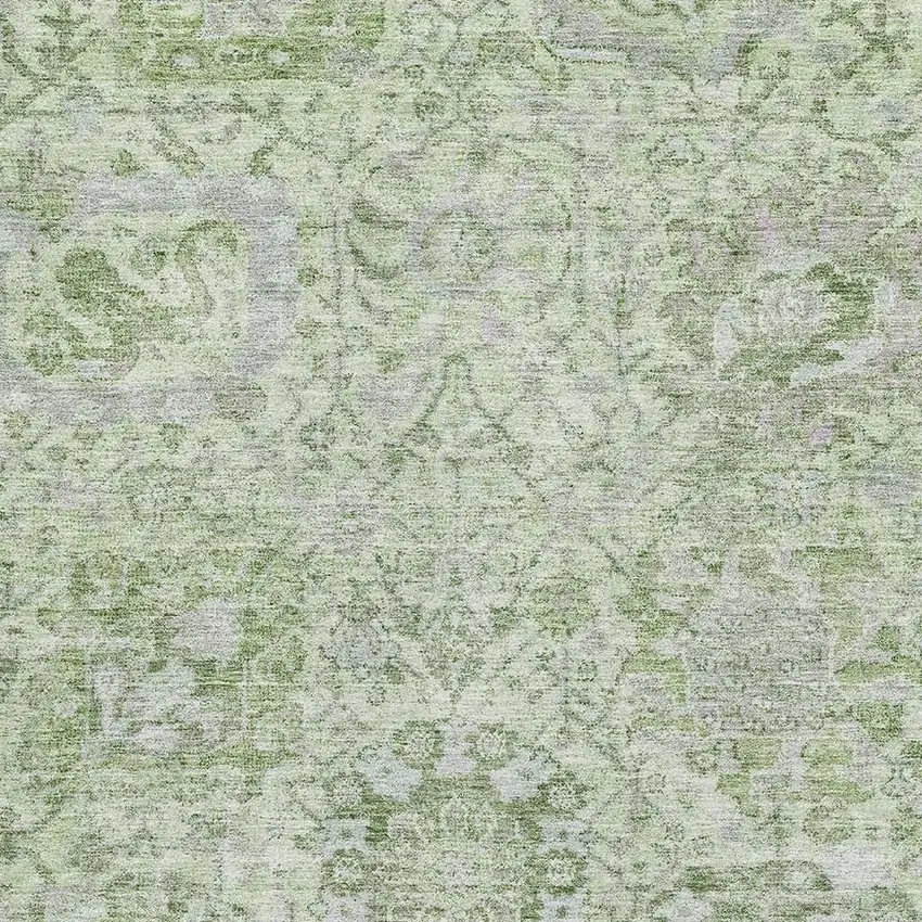 Mint Green Gray And Ivory Damask Washable Area Rug With UV Protection Photo 2