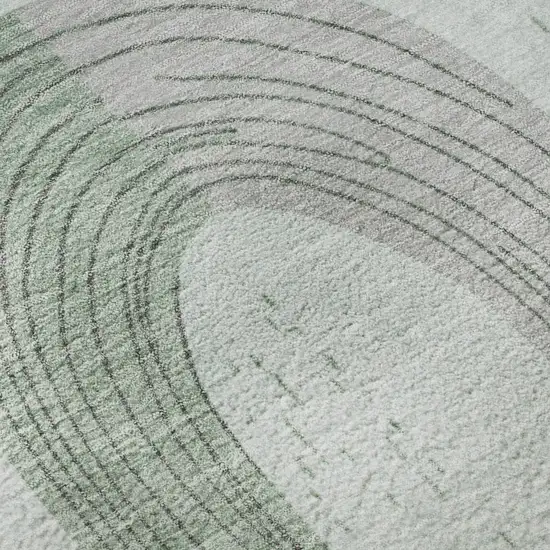 Mint Green Gray And Ivory Geometric Washable Area Rug With UV Protection Photo 9