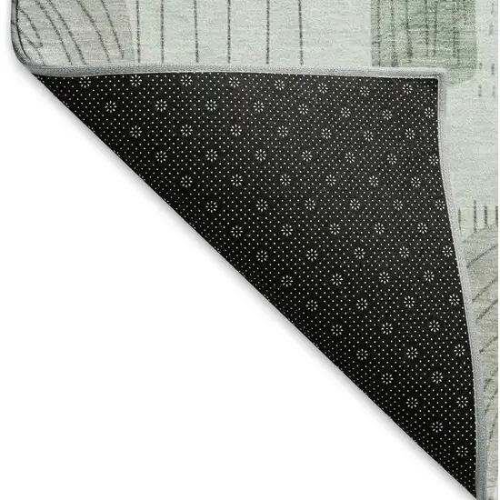 Mint Green Gray And Ivory Geometric Washable Area Rug With UV Protection Photo 6