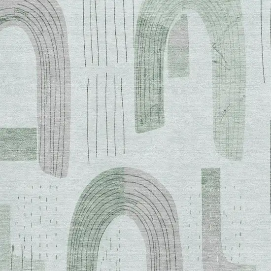 Mint Green Gray And Ivory Geometric Washable Area Rug With UV Protection Photo 2