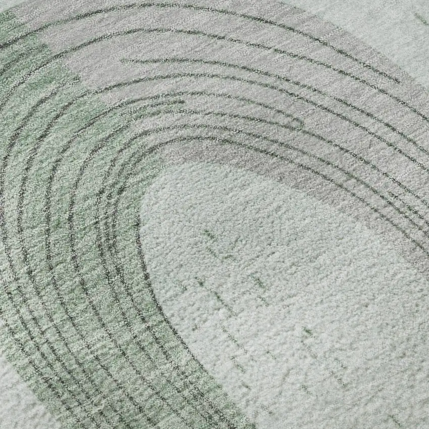 Mint Green Gray And Ivory Geometric Washable Area Rug With UV Protection Photo 9