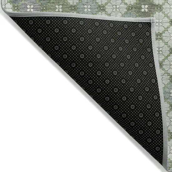 Mint Green Gray And Ivory Geometric Washable Indoor Outdoor Area Rug Photo 6