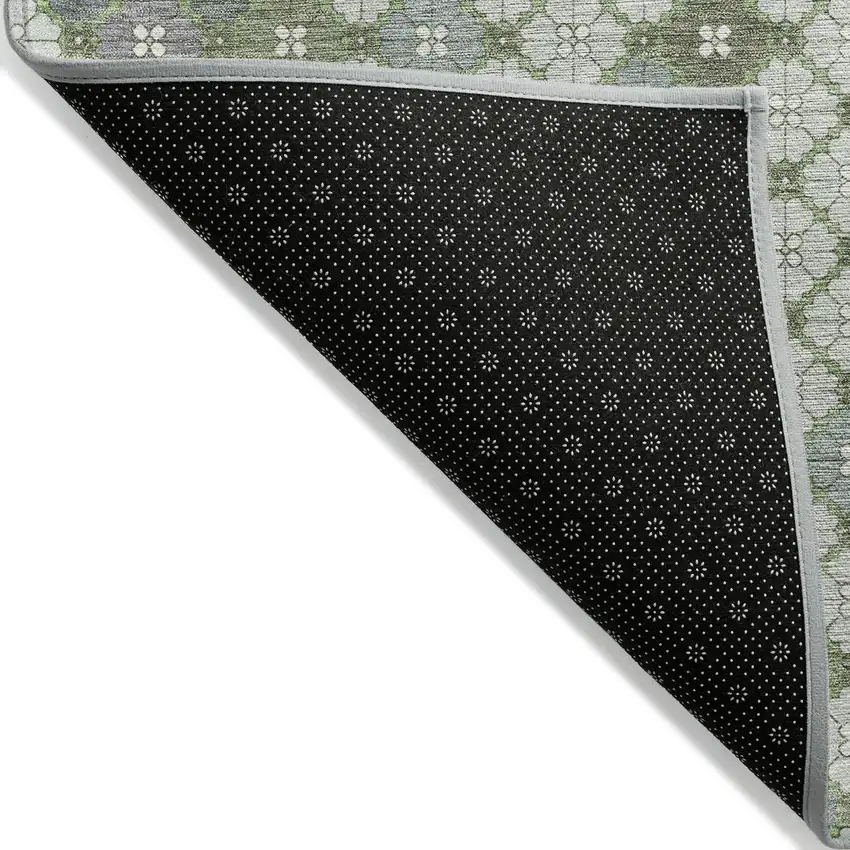 Mint Green Gray And Ivory Geometric Washable Indoor Outdoor Area Rug Photo 6