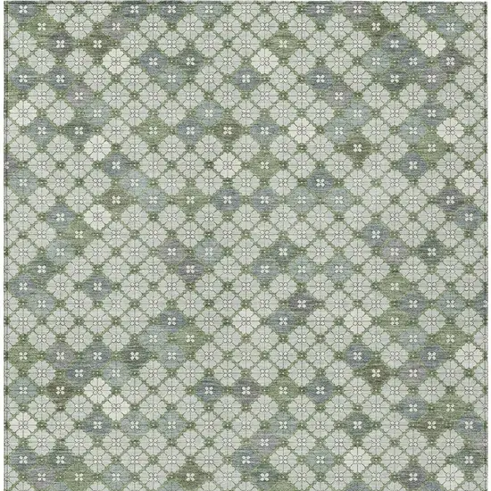Mint Green Gray And Ivory Geometric Washable Indoor Outdoor Area Rug Photo 3