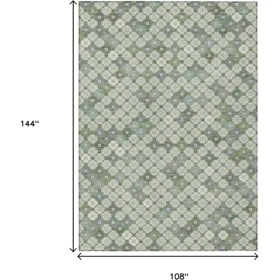 Mint Green Gray And Ivory Geometric Washable Indoor Outdoor Area Rug Photo 9