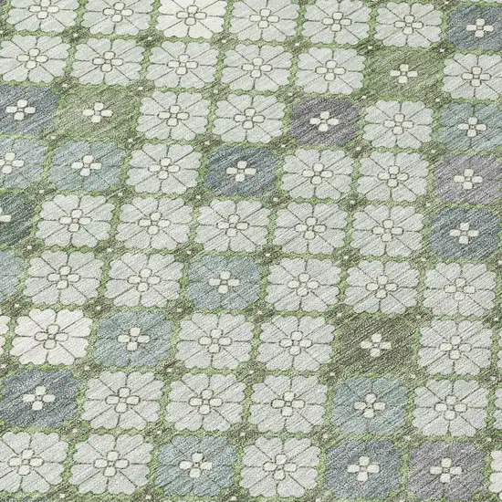 Mint Green Gray And Ivory Geometric Washable Indoor Outdoor Area Rug Photo 8