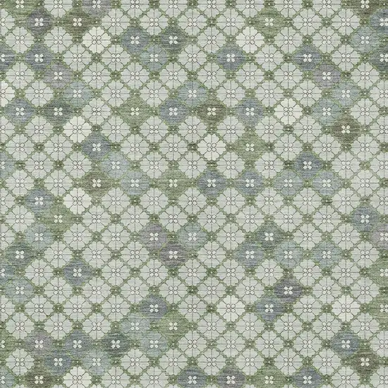 Mint Green Gray And Ivory Geometric Washable Indoor Outdoor Area Rug Photo 4