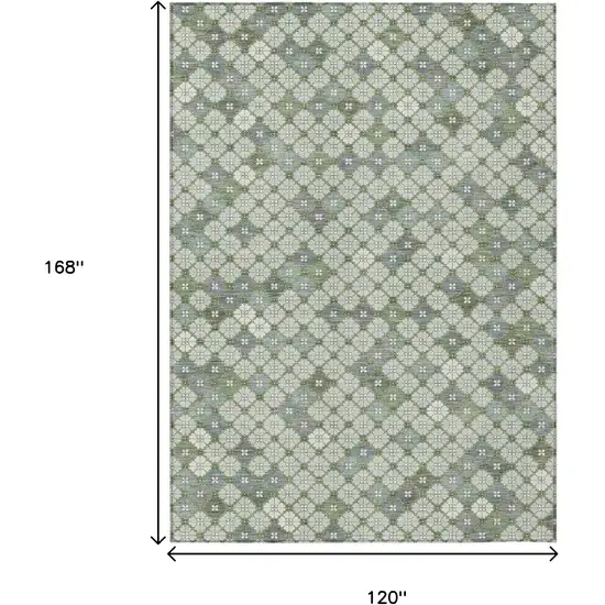 Mint Green Gray And Ivory Geometric Washable Indoor Outdoor Area Rug Photo 9