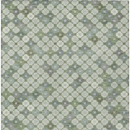 Mint Green Gray And Ivory Geometric Washable Indoor Outdoor Area Rug Photo 6