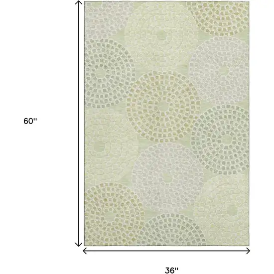 Mint Green Gray And Olive Green Geometric Washable Area Rug With UV Protection Photo 3