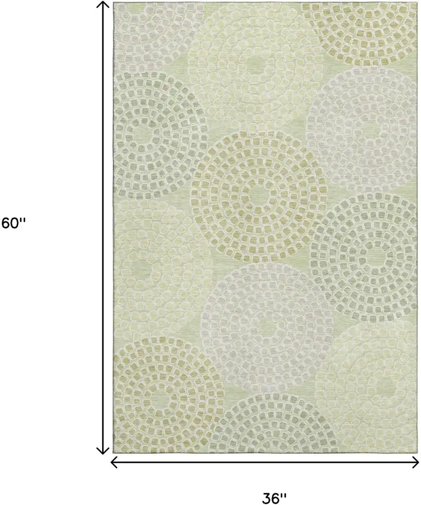 Mint Green Gray And Olive Green Geometric Washable Area Rug With UV Protection Photo 3