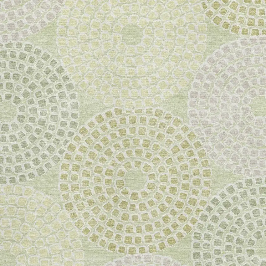 Mint Green Gray And Olive Green Geometric Washable Area Rug With UV Protection Photo 3