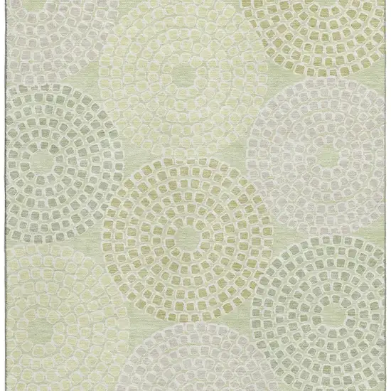 Mint Green Gray And Olive Green Geometric Washable Area Rug With UV Protection Photo 4