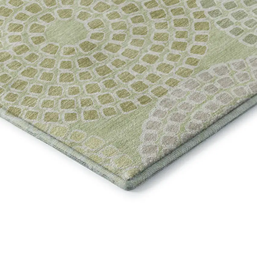 Mint Green Gray And Olive Green Geometric Washable Area Rug With UV Protection Photo 8