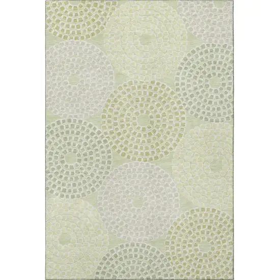 Mint Green Gray And Olive Green Geometric Washable Area Rug With UV Protection Photo 4