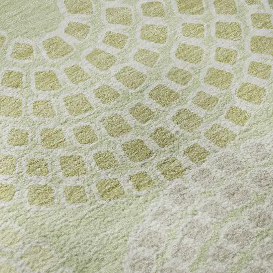 Mint Green Gray And Olive Green Geometric Washable Area Rug With UV Protection Photo 9