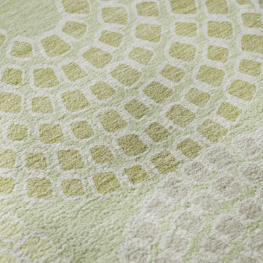 Mint Green Gray And Olive Green Geometric Washable Area Rug With UV Protection Photo 9