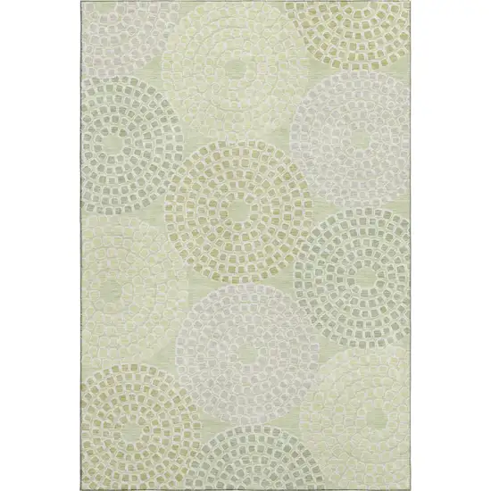 Mint Green Gray And Olive Green Geometric Washable Area Rug With UV Protection Photo 1