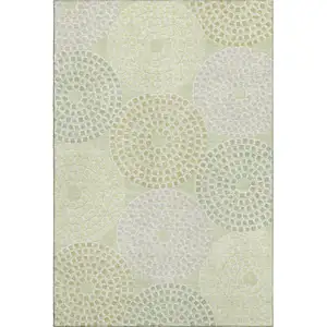 Photo of Mint Green Gray And Olive Green Geometric Washable Area Rug With UV Protection