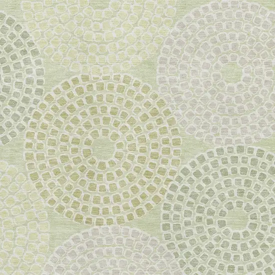 Mint Green Gray And Olive Green Geometric Washable Area Rug With UV Protection Photo 3