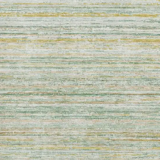 Mint Green Ivory And Gold Striped Washable Area Rug With UV Protection Photo 2
